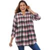Woman Within Plus Size Pintucked Flannel Shirt(Black Red Plaid)