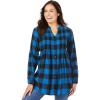 Woman Within Plus Size Pintucked Flannel Shirt(Bright Cobalt Buffalo Plaid)