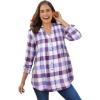Woman Within Plus Size Pintucked Flannel Shirt(Purple Plaid)