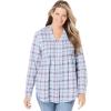 Woman Within Plus Size Pintucked Flannel Shirt(Sky Blue Plaid)