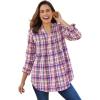 Woman Within Plus Size Pintucked Flannel Shirt(Sweet Plum Plaid)