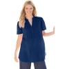 Woman Within Plus Size Pintucked Half-Button Tunic(Evening Blue)