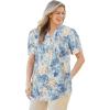 Woman Within Plus Size Pintucked Half-Button Tunic(Natural Khaki Tropical)