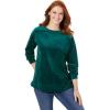 Woman Within Plus Size Plush Velour Tunic Sweatshirt(Emerald Green)