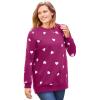 Woman Within Plus Size Printed Sweatshirt(Raspberry Hearts)