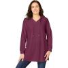 Woman Within Plus Size Rib-Knit Sherpa Hoodie Sweatshirt(Deep Claret)