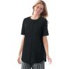 Woman Within Plus Size Short-Sleeve Crinkle Shirt(Black)