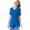 Woman Within Plus Size Short-Sleeve Crinkle Shirt(Bright Cobalt)