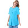 Woman Within Plus Size Short-Sleeve Crinkle Shirt(Paradise Blue)