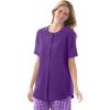 Woman Within Plus Size Short-Sleeve Crinkle Shirt(Purple Orchid)