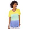 Woman Within Plus Size Short-Sleeve V-Neck Shirred Tee(Multi Dip Dye)