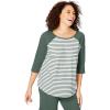 Woman Within Plus Size Three-Quarter Sleeve Baseball Tee(Pine Stripe)