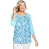 Woman Within Plus Size Three-Quarter Sleeve Baseball Tee(Seamist Blue Bloom)