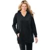 Woman Within Plus Size Velour Hoodie Sweatshirt(Black)