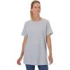 Woman Within Plus Size Waffle Thermal Satin Trim Tee(Heather Grey)