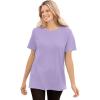 Woman Within Plus Size Waffle Thermal Satin Trim Tee(Soft Iris)