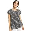 ellos Plus Size Cotton Jersey Slub Cap Sleeve Trapeze Tee(Black White Ditsy Floral)