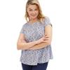 ellos Plus Size Cotton Jersey Slub Cap Sleeve Trapeze Tee(Blue Red Ditsy)