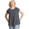 ellos Plus Size Cotton Jersey Slub Cap Sleeve Trapeze Tee(Navy White Ditsy)