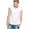 ellos Plus Size Cotton Jersey Slub Cap Sleeve Trapeze Tee(White)