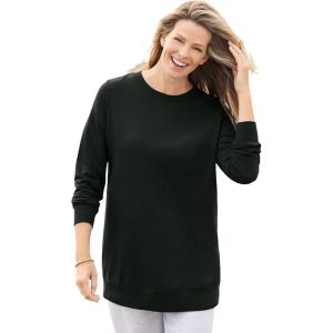 Woman Within Plus Size Fleece Sweatshirt(Black)