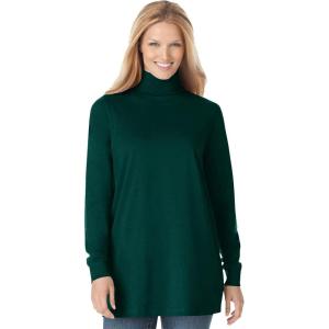 Woman Within Plus Size Perfect Long-Sleeve Turtleneck Tee (Petite Available)(Emerald Green)