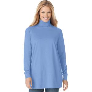 Woman Within Plus Size Perfect Long-Sleeve Turtleneck Tee (Petite Available)(French Blue)