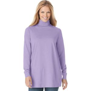 Woman Within Plus Size Perfect Long-Sleeve Turtleneck Tee (Petite Available)(Soft Iris)