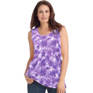 Woman Within Plus Size Perfect Printed Scoopneck Tank(Petal Purple Tie Dye)