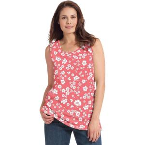 Woman Within Plus Size Perfect Printed Scoopneck Tank(Sweet Coral Butterfly Ditsy)