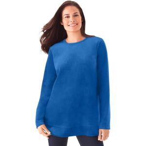 Woman Within Plus Size Plush Velour Tunic Sweatshirt(Deep Cobalt)