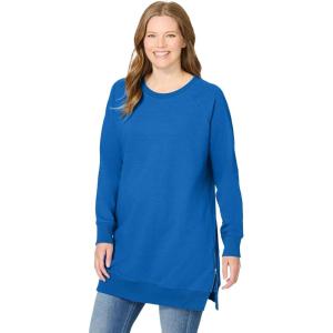 Woman Within Plus Size Side Zip Sweatshirt(Bright Cobalt)