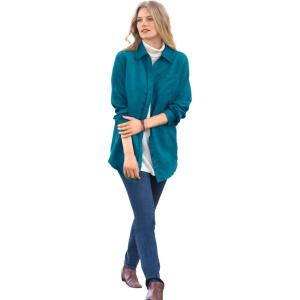 Woman Within Plus Size Soft Faux Suede Shirt(Deep Teal)