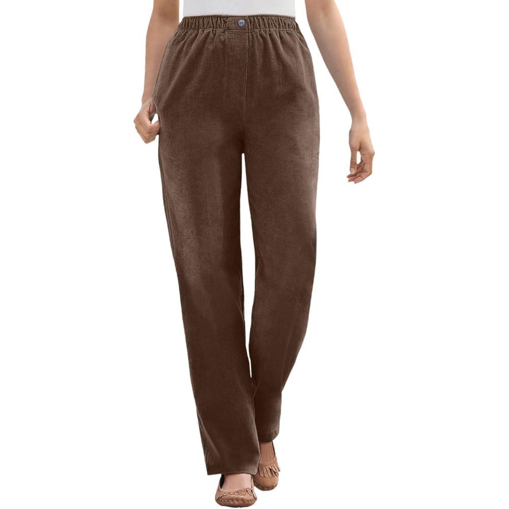 image:imageWoman Within Plus Size 7Day Corduroy StraightLeg PantChocolate
