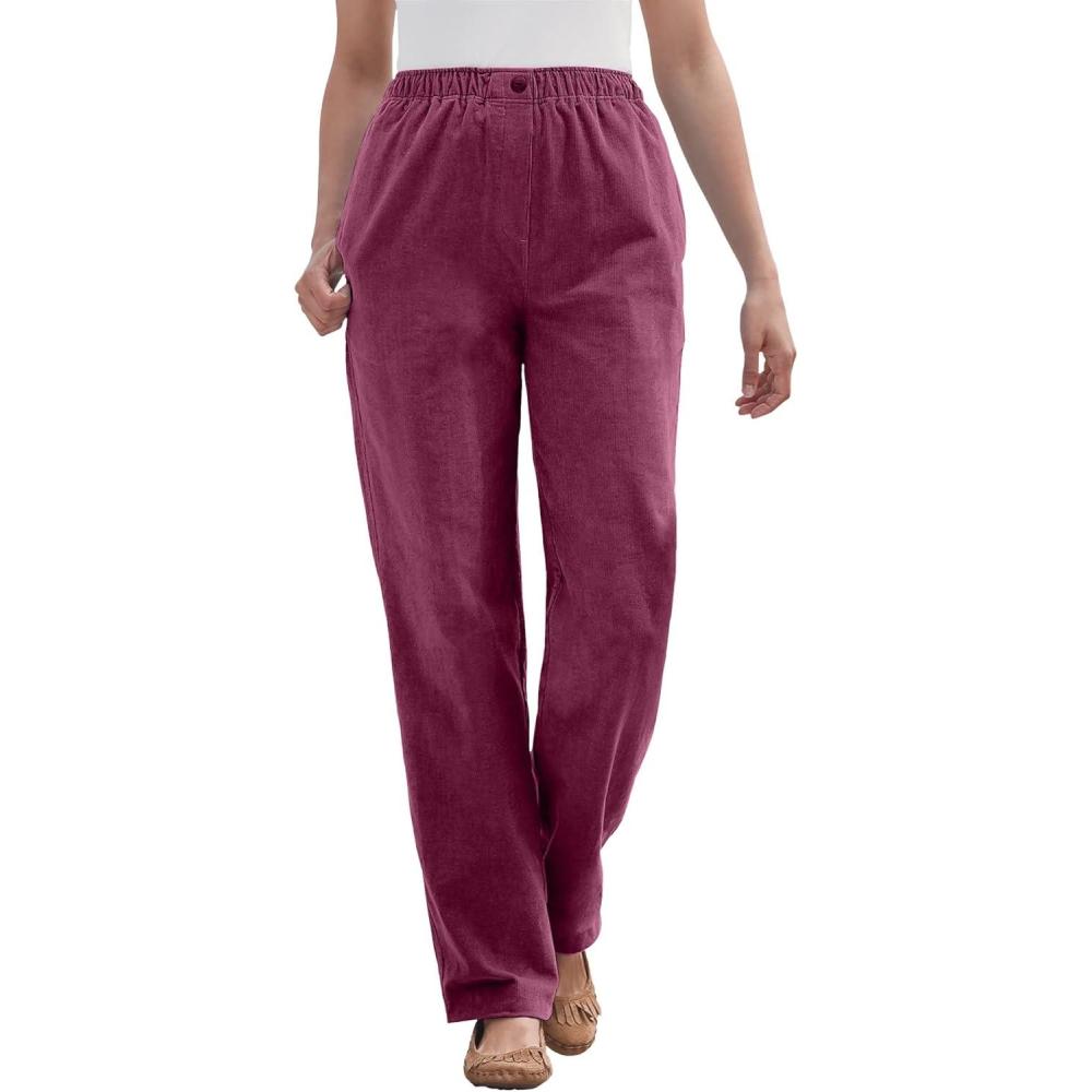 image:imageWoman Within Plus Size 7Day Corduroy StraightLeg PantDeep Claret