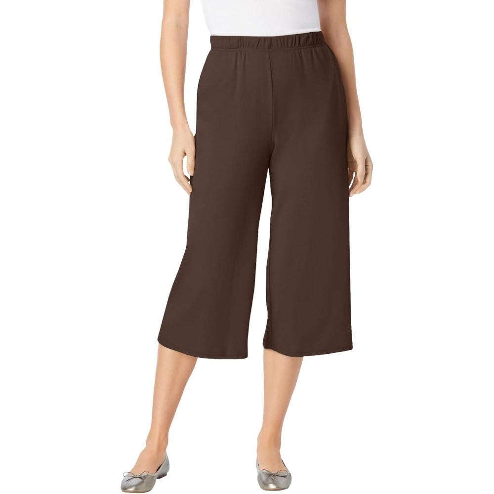 image:imageWoman Within Plus Size 7Day Knit CulotteChocolate