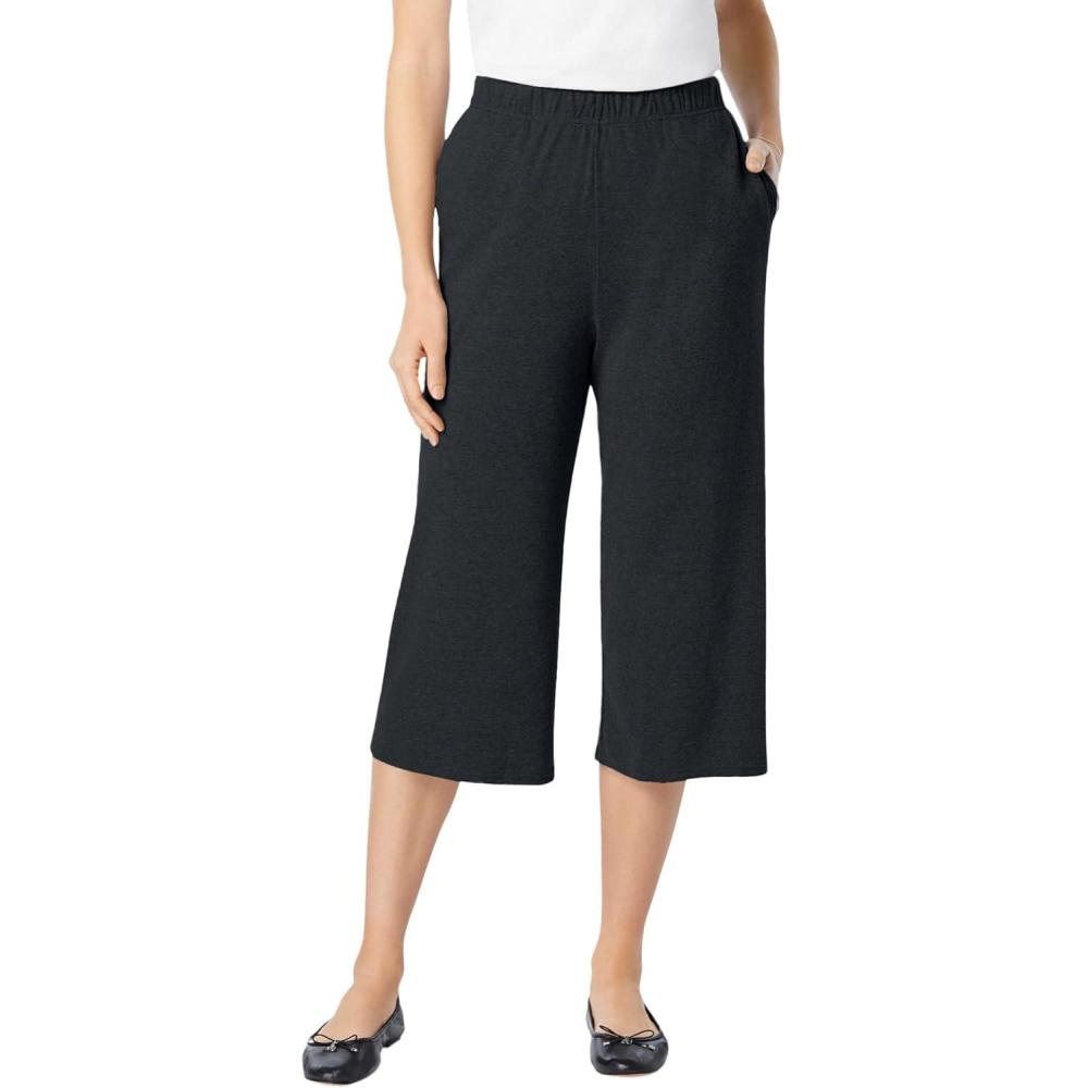 image:imageWoman Within Plus Size 7Day Knit CulotteHeather Charcoal