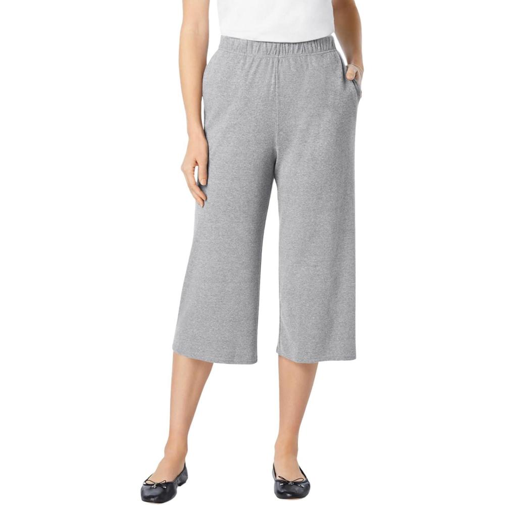 image:imageWoman Within Plus Size 7Day Knit CulotteMedium Heather Grey