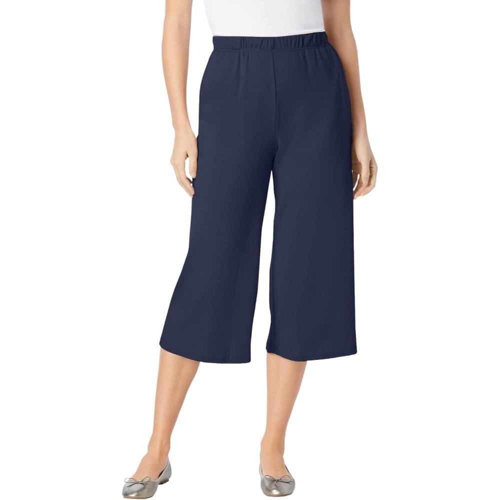 image:imageWoman Within Plus Size 7Day Knit CulotteNavy