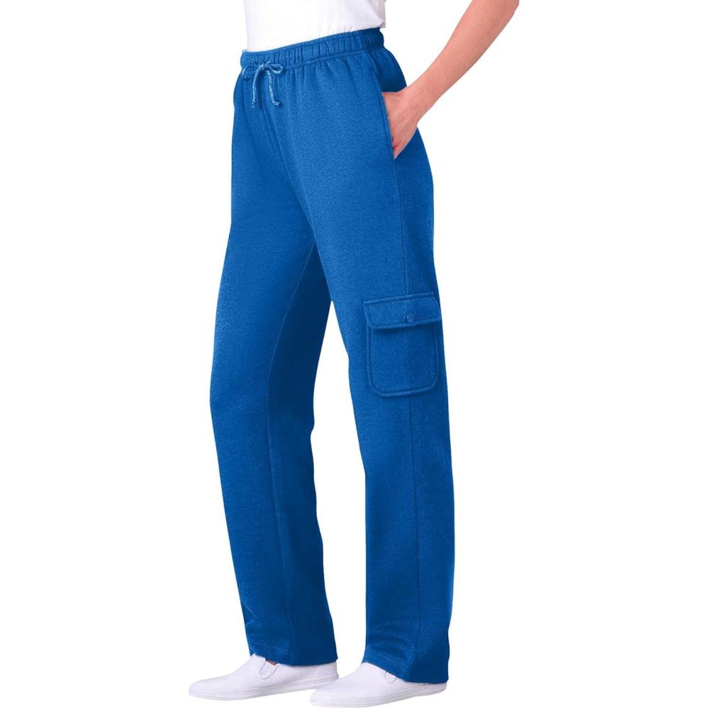 image:imageWoman Within Plus Size Better Fleece Cargo Sweatpant Petite amp Tall AvailableBright Cobalt