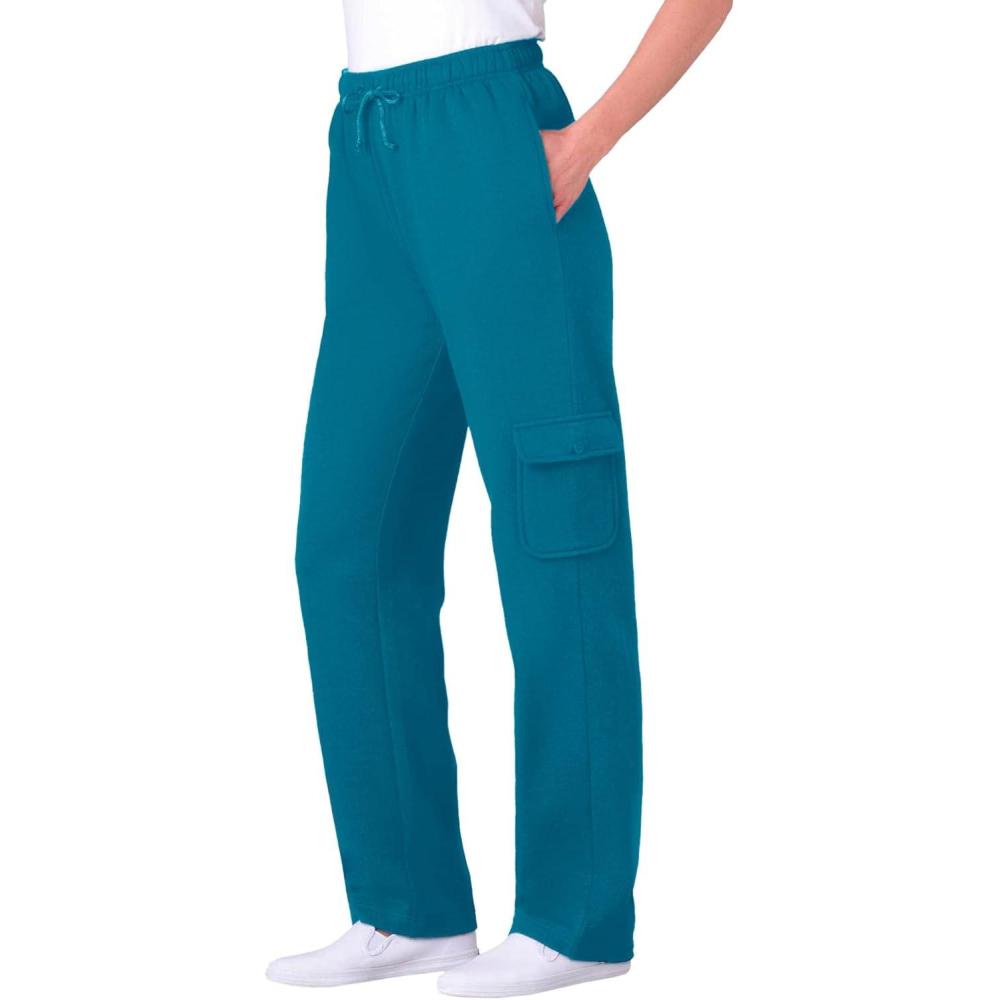 image:imageWoman Within Plus Size Better Fleece Cargo Sweatpant Petite amp Tall AvailableDeep Teal