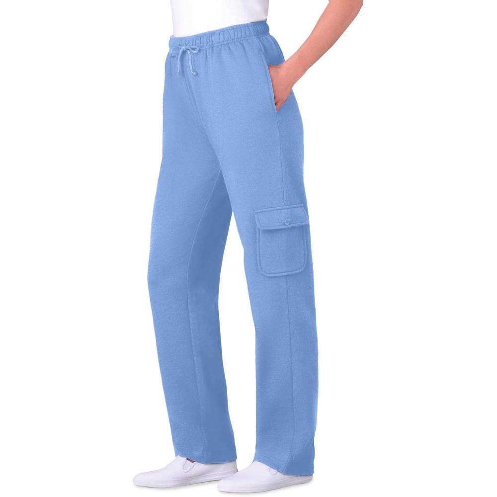 image:imageWoman Within Plus Size Better Fleece Cargo Sweatpant Petite amp Tall AvailableFrench Blue