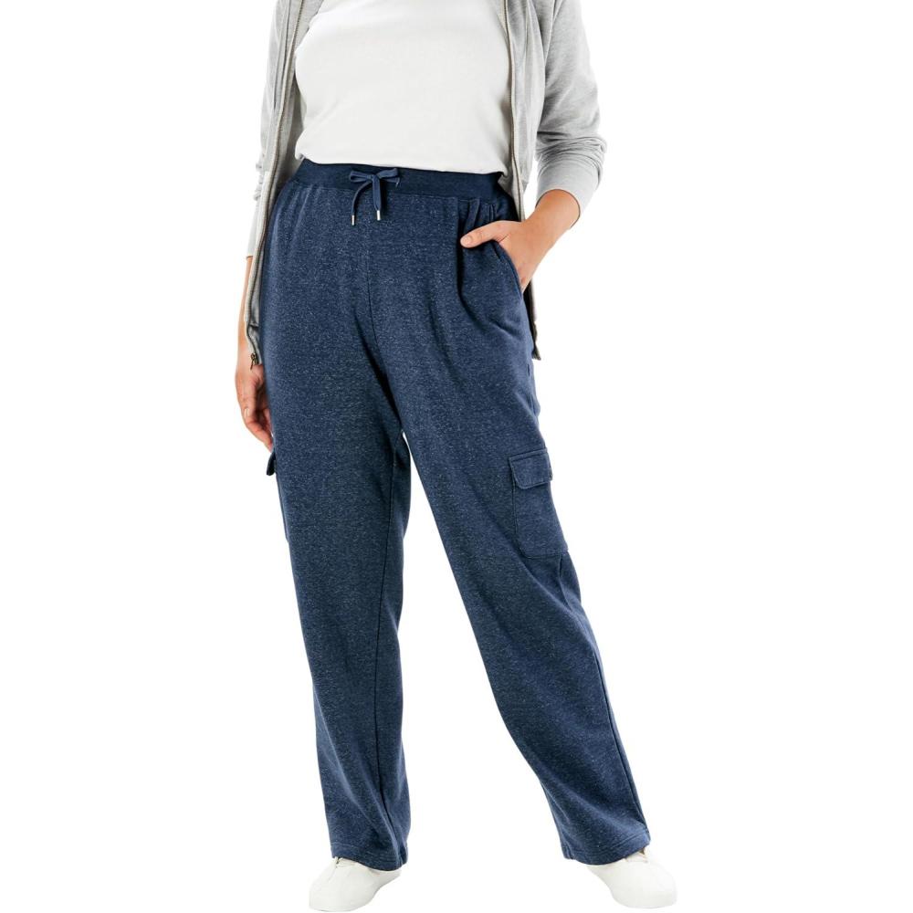 image:imageWoman Within Plus Size Better Fleece Cargo Sweatpant Petite amp Tall AvailableHeather Navy