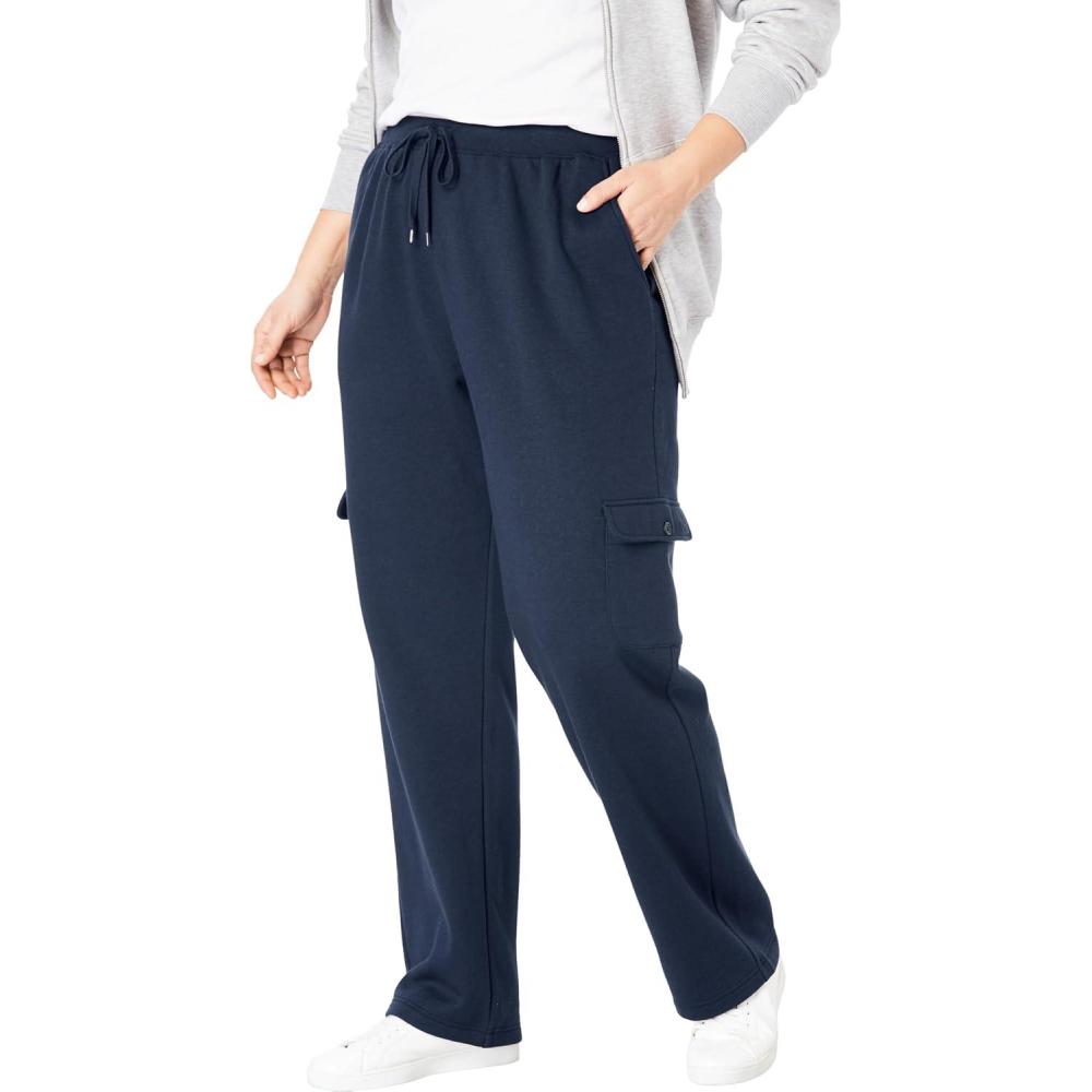 image:imageWoman Within Plus Size Better Fleece Cargo Sweatpant Petite amp Tall AvailableNavy
