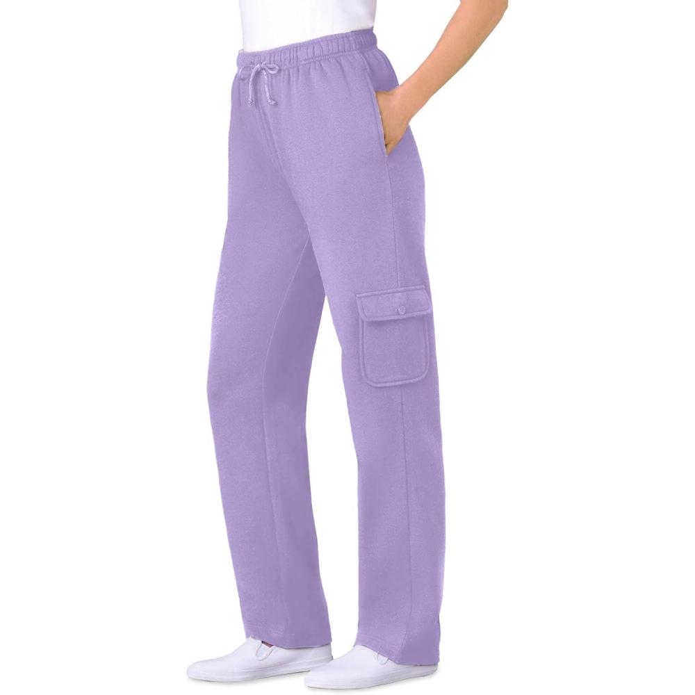 image:imageWoman Within Plus Size Better Fleece Cargo Sweatpant Petite amp Tall AvailableSoft Iris