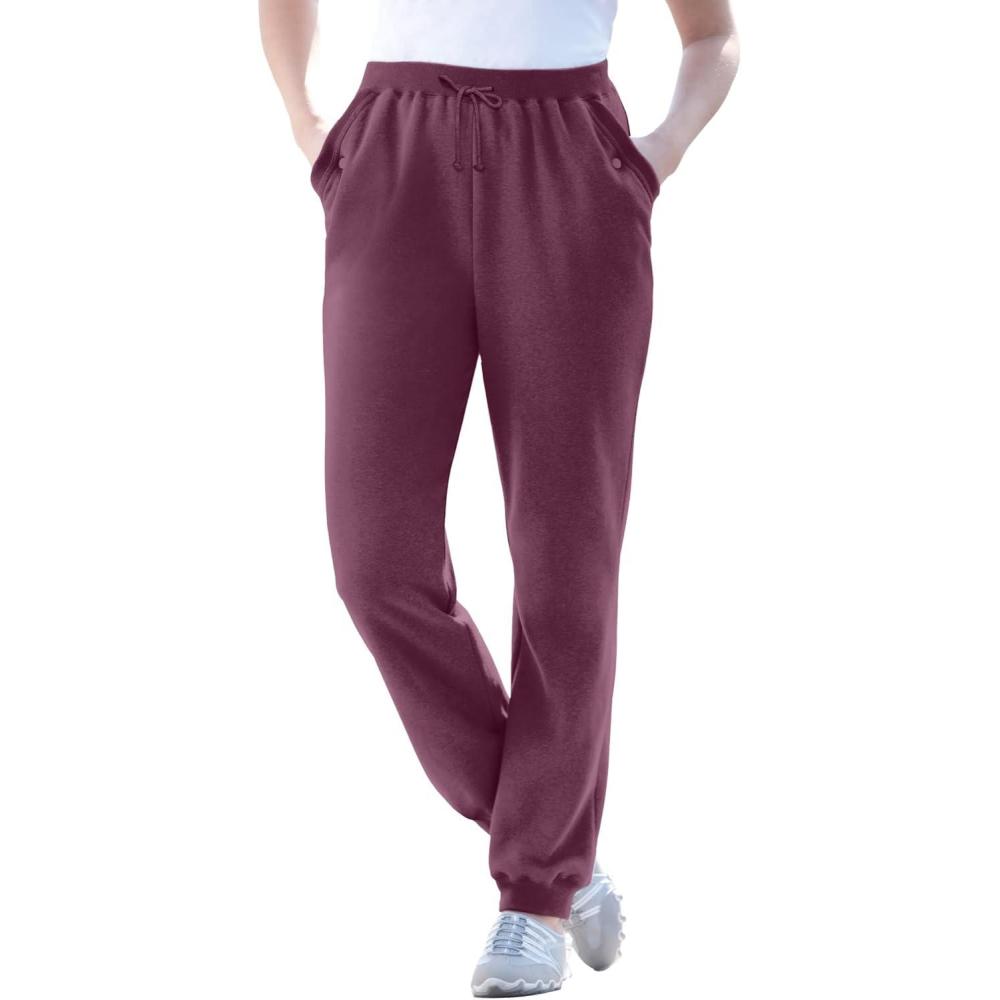 image:imageWoman Within Plus Size BetterFleece PullOn Jogger SweatpantsDeep Claret