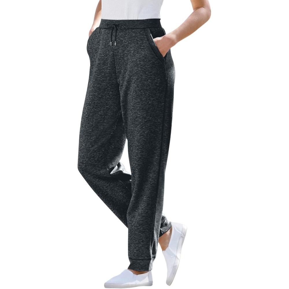 image:imageWoman Within Plus Size BetterFleece PullOn Jogger SweatpantsHeather Charcoal