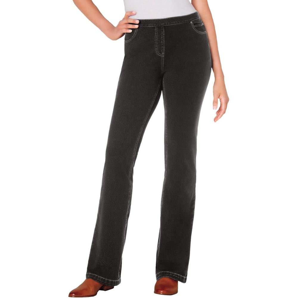 image:imageWoman Within Plus Size Bootcut StretchKnit Denim FivePocket JeansBlack Wash