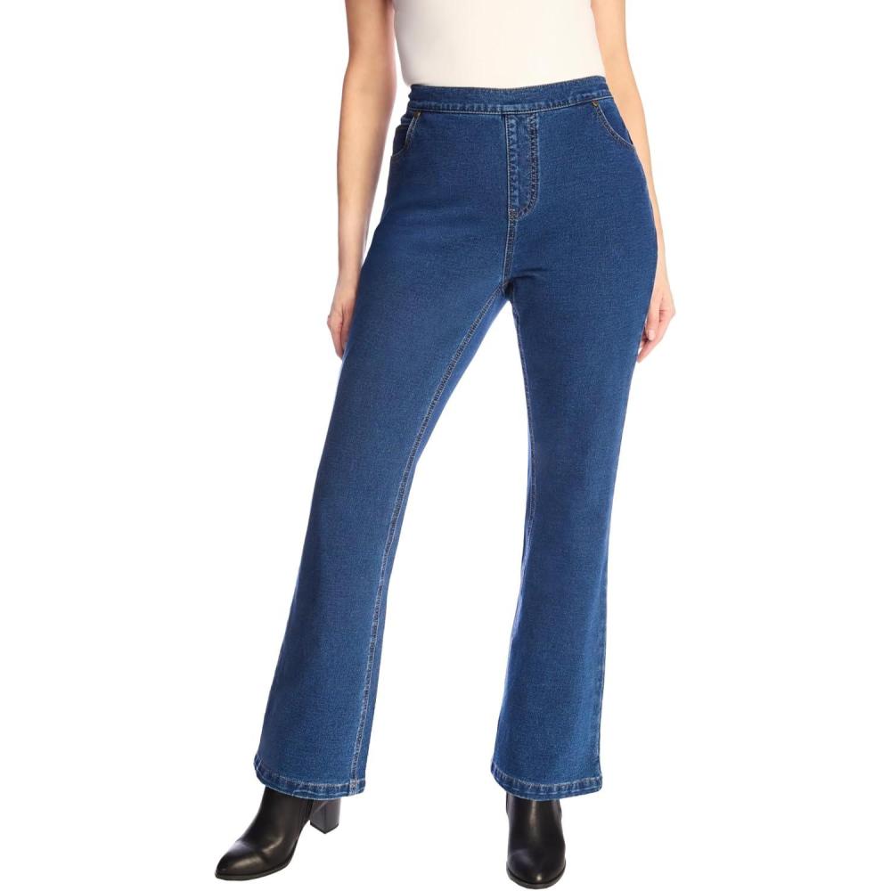 image:imageWoman Within Plus Size Bootcut StretchKnit Denim FivePocket JeansMedium Stonewash