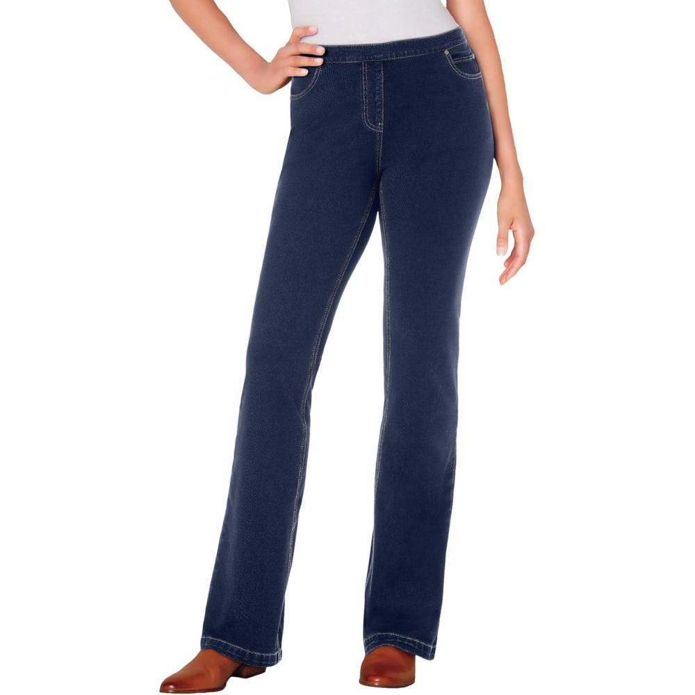 image:imageWoman Within Plus Size Bootcut StretchKnit Denim FivePocket JeansMidnight